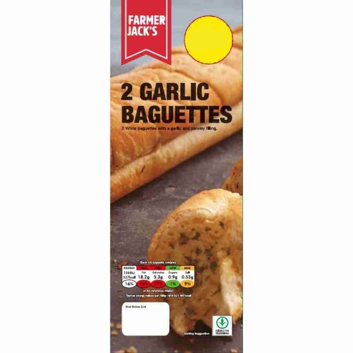 Farmer Jacks 2 Garlic Baguettes (388g)