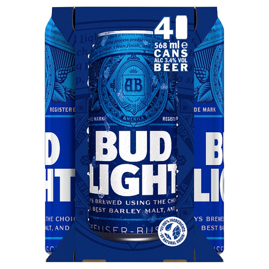 Bud Light 4pk Pint Cans (568ml)