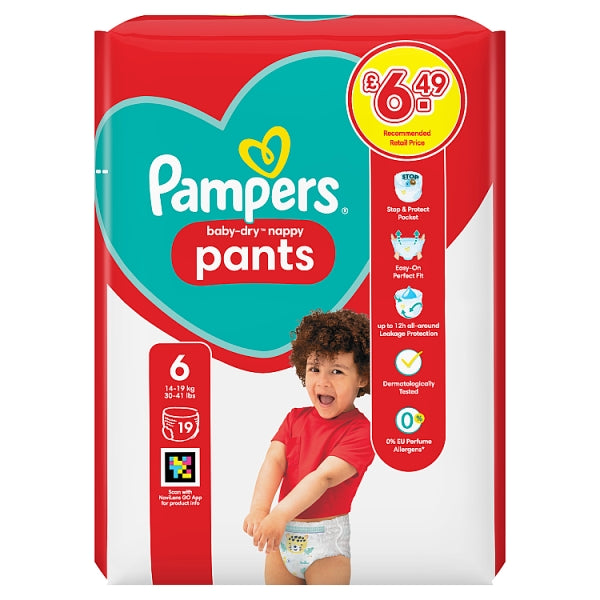 Pampers Baby-Dry Nappy Pants Size 6, 19 Nappies