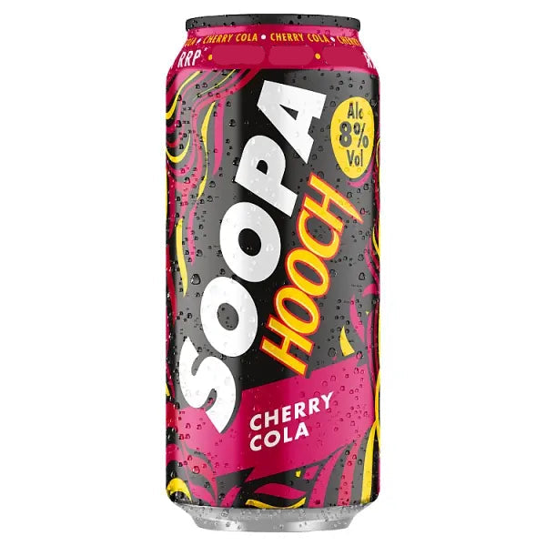 Can of Soopa Hooch Cherry Cola on a white background