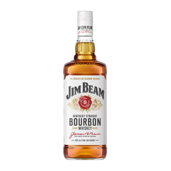 Jim Beam bourbon whiskey bottle on a white background