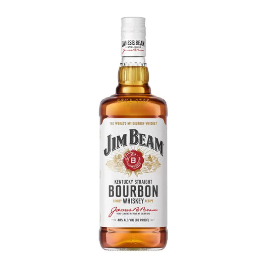 Jim Beam bourbon whiskey bottle on a white background