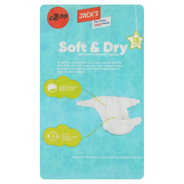 Jack's Soft & Dry Size 3 18 Nappies