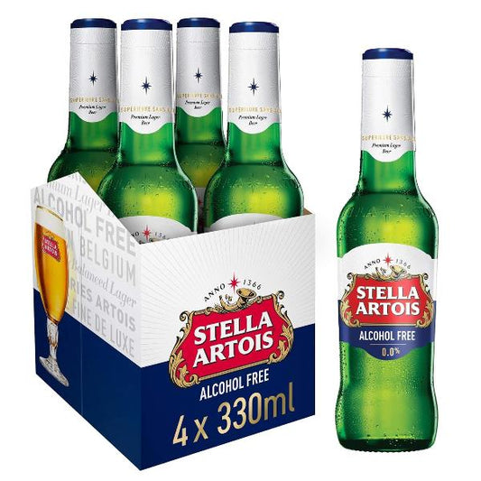 Stella Artois 0% alcohol 4pk Bottles (330ml)