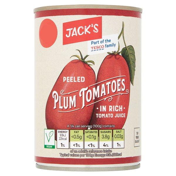 Jack's Peeled Plum Tomatoes in Rich Tomato Juice (400g)