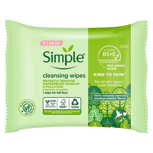 Simple Cleansing Wipes Bio-degradable 25 wipes