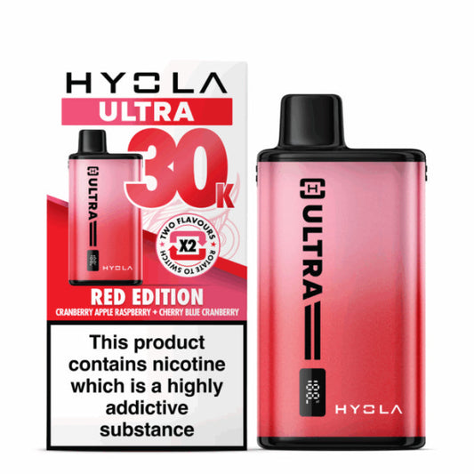 Hyola Ultra vaping device and packaging on a white background