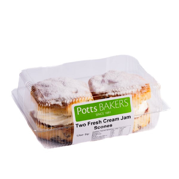 Fresh Cream & Jam Scones 2pk (Potts)