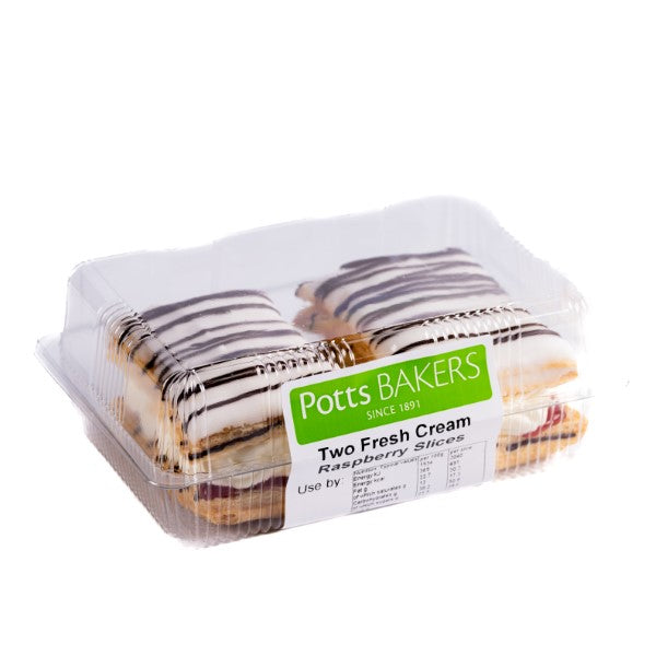 Fresh Raspberry Cream Slice 2pk (Potts)