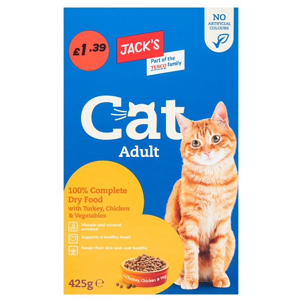 Jack's Cat Dry Food with Turkey, Chicken & Veg 425g