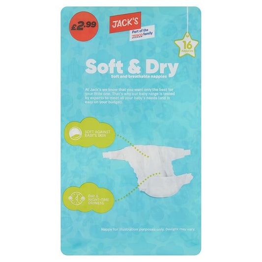 Jack's Soft & Dry Size 4 16 Nappies