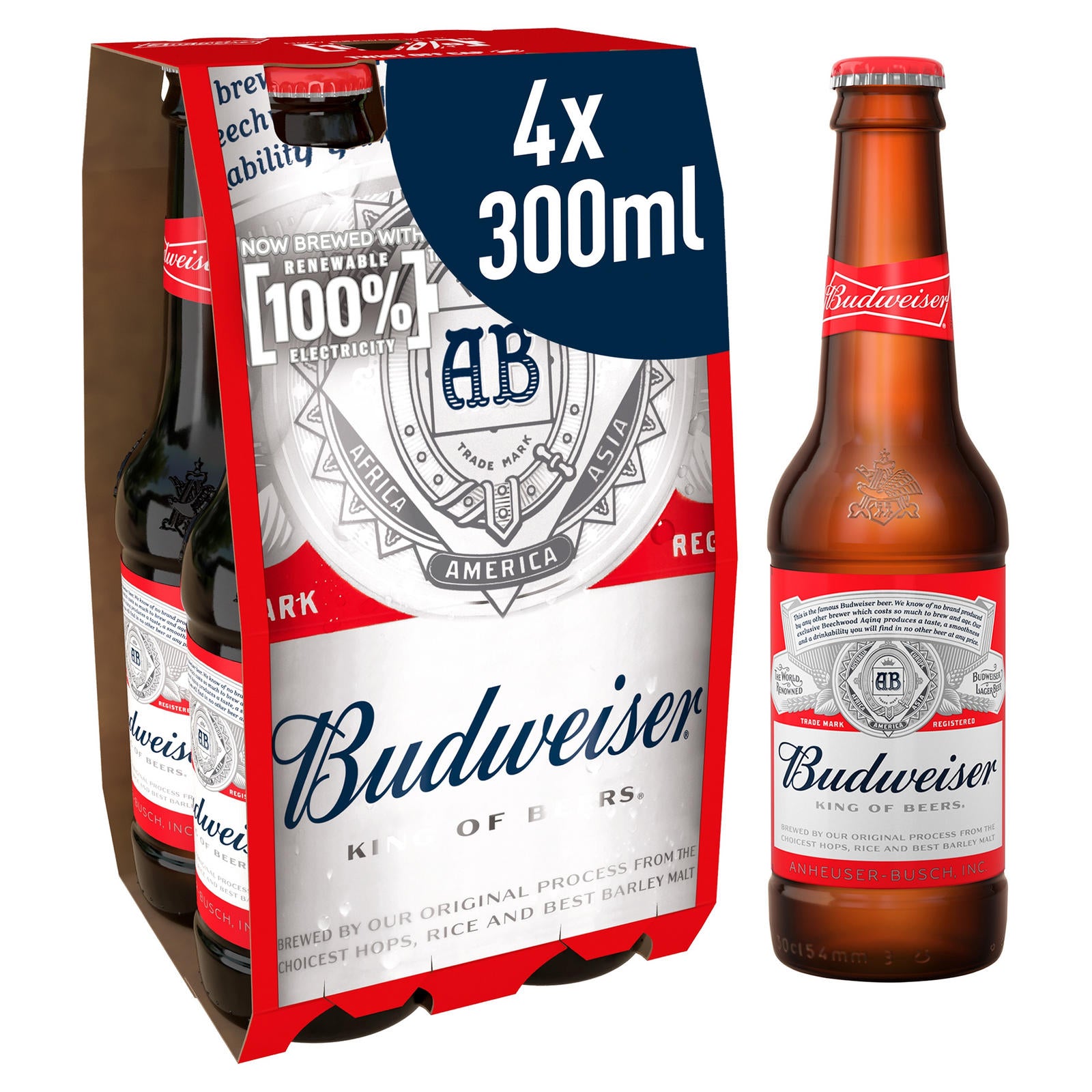 Budweiser 4pk Bottles (300ml)