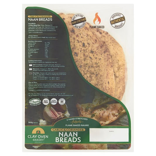 Clay Oven Garlic & Coriander Naan Breads 2pk