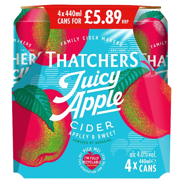 Thatchers Juicy Apple Cider 4pk Cans (440ml)